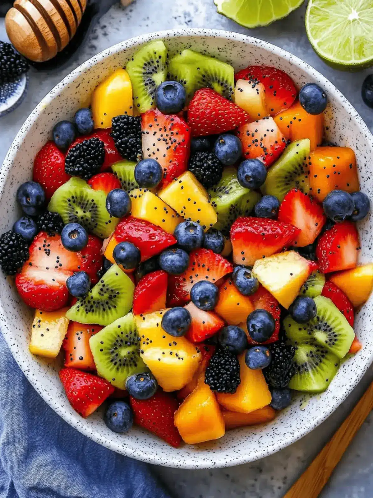 Fresh Fruit Salad with Honey-Lime Poppy Seed Dressing