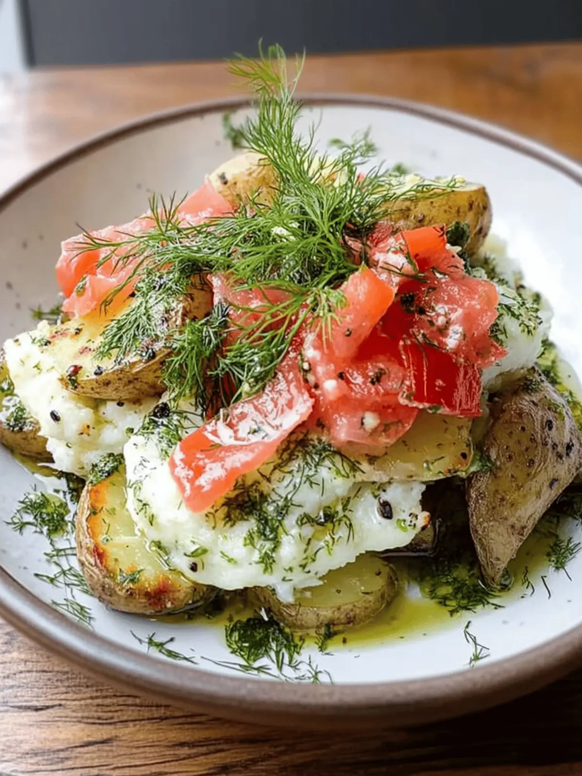 Smashed Potato Salad with Dill Vinaigrette
