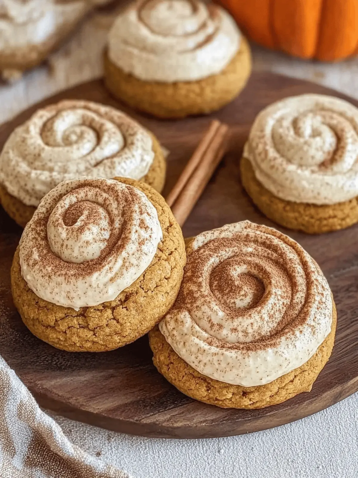 Soft Pumpkin Cookies with Cinnamon Frosting