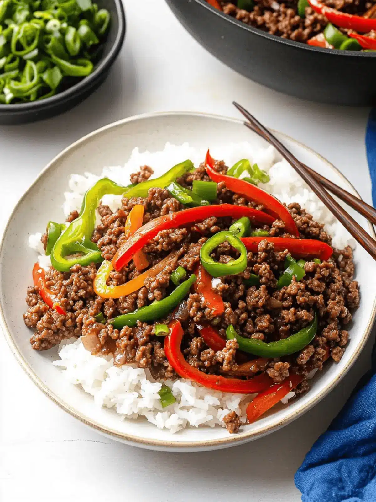 Asian-Inspired Ground Beef & Pepper Rice Bowls