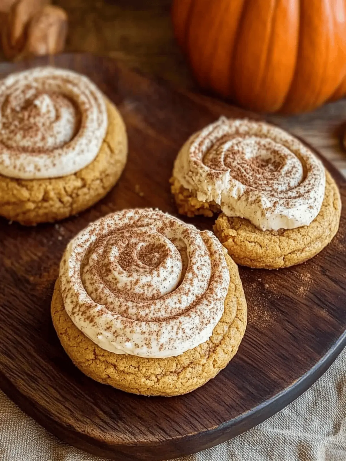 Soft Pumpkin Cookies with Cinnamon Frosting