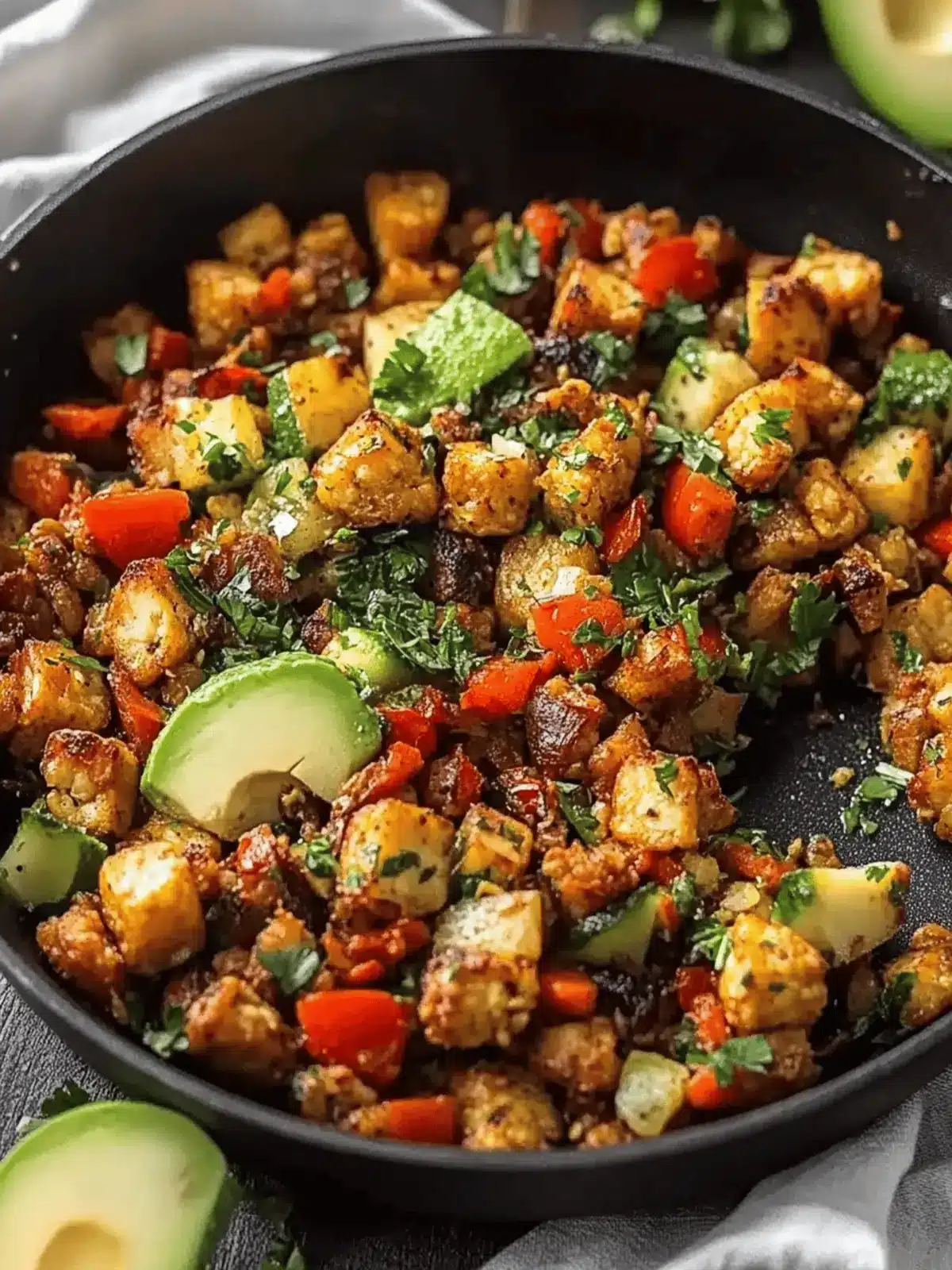 Savory tempeh breakfast hash