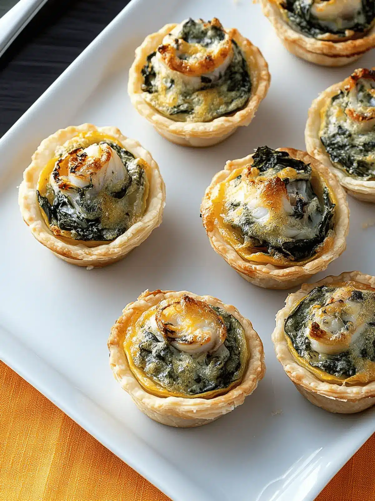 Mini Crab, Spinach, and Mushroom Tarts