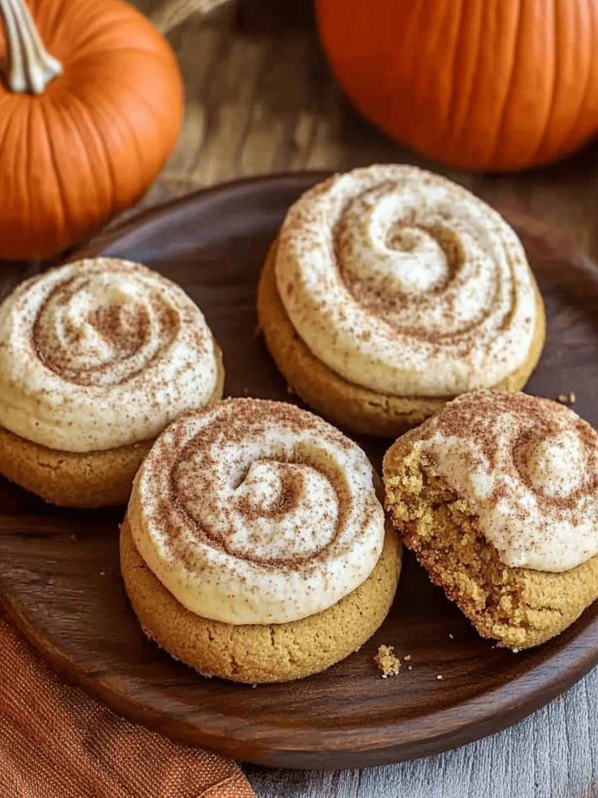 Soft Pumpkin Cookies with Cinnamon Frosting