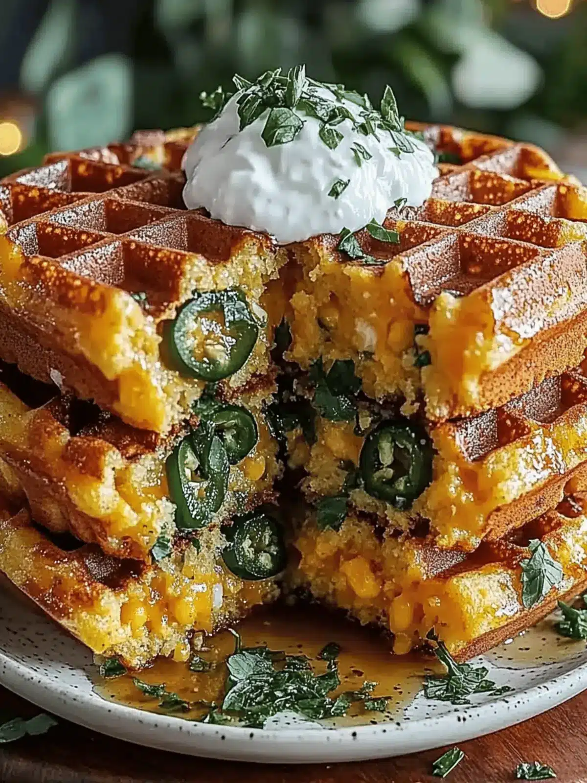 Cheddar Jalapeño Cornbread Waffles