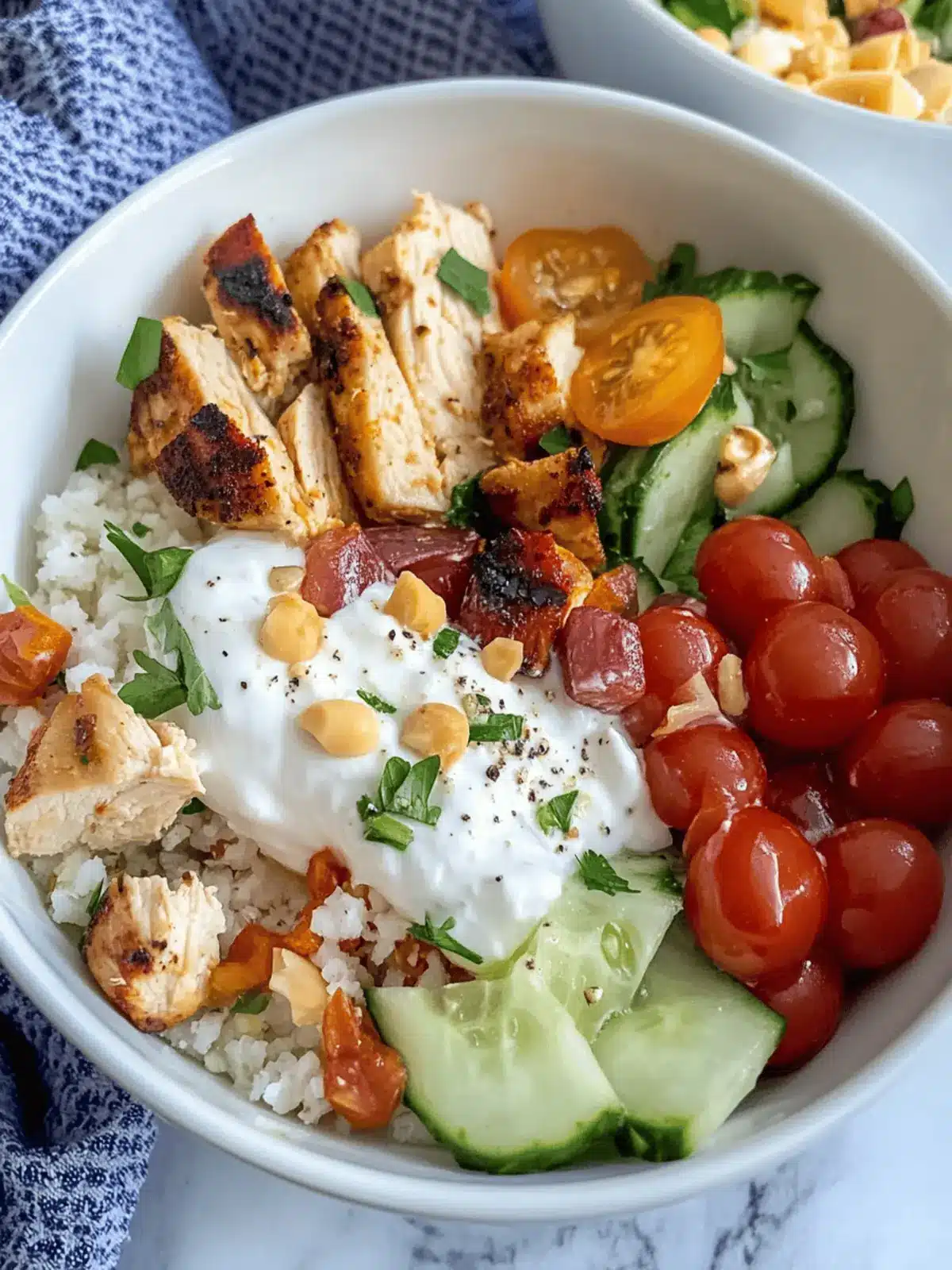 Greek Chicken Protein Bowls with Garlic Yogurt