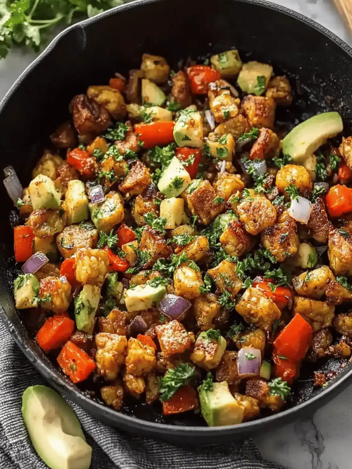 Savory tempeh breakfast hash