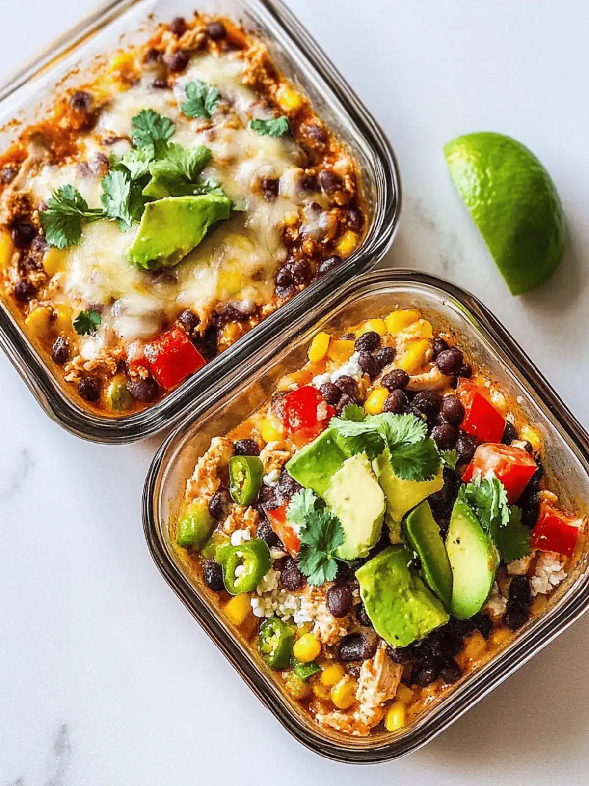 High-Protein Chicken Cottage Cheese Enchilada Bowls