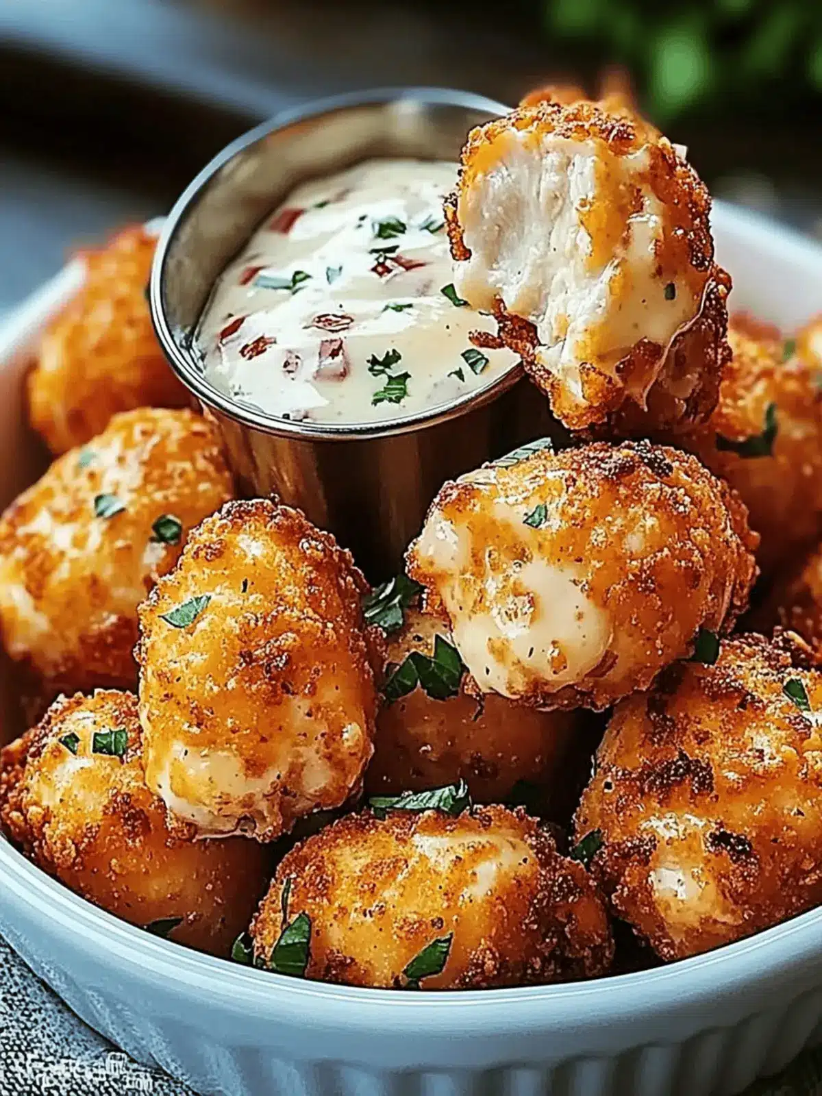 Cheesy Jalapeño Ranch Chicken Poppers with a Creamy Dip