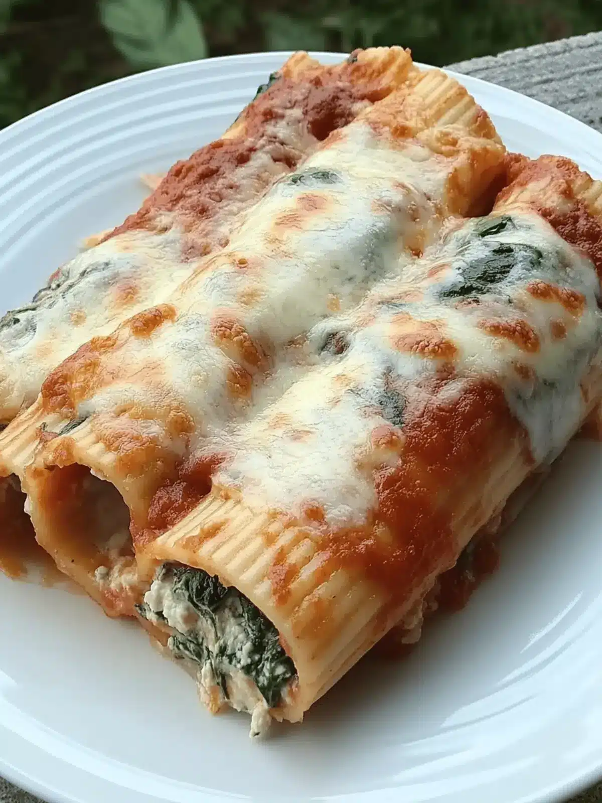 SPINACH AND CHEESE MANICOTTI