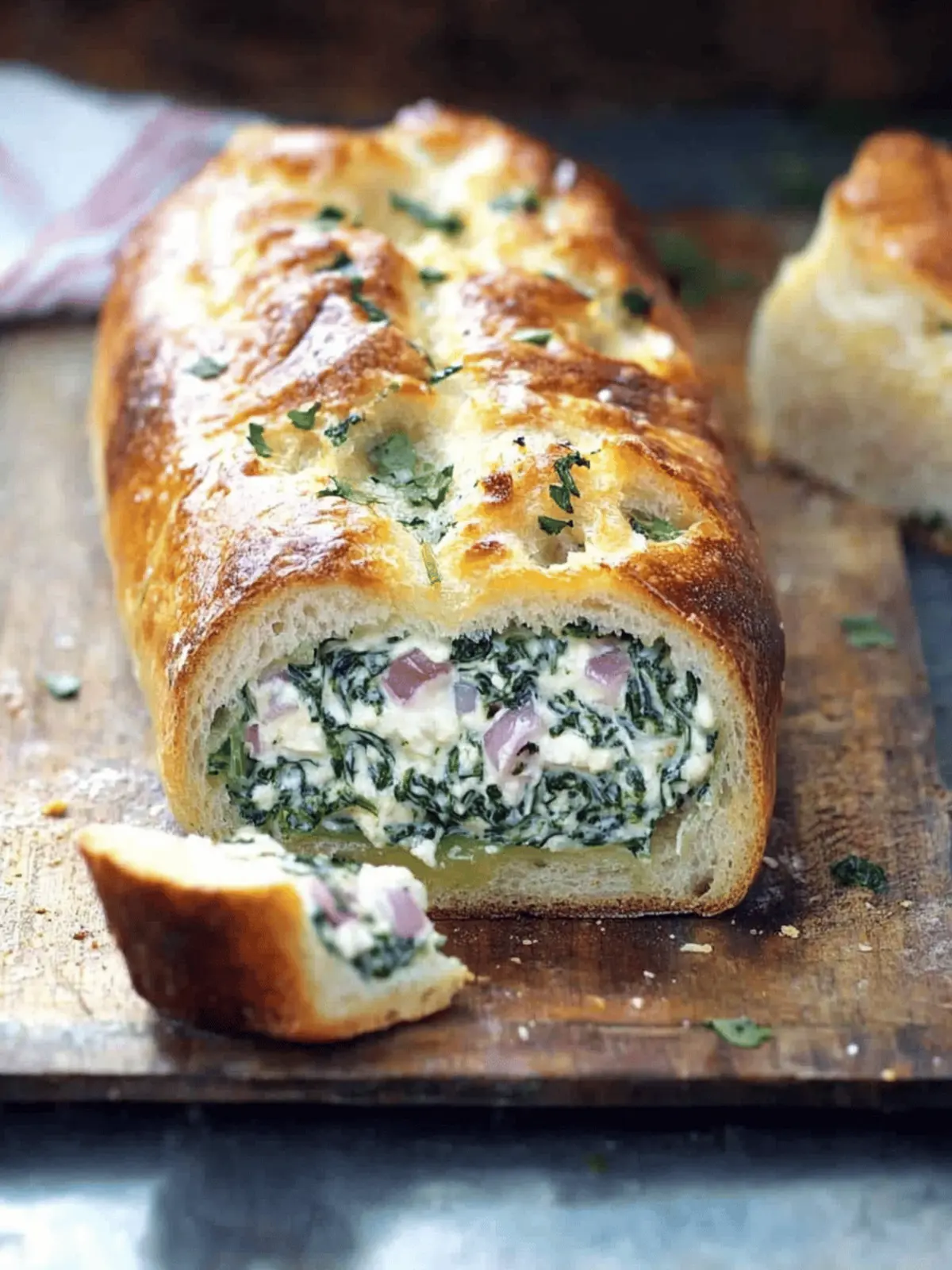 Feta Spinach Stuffed French Bread