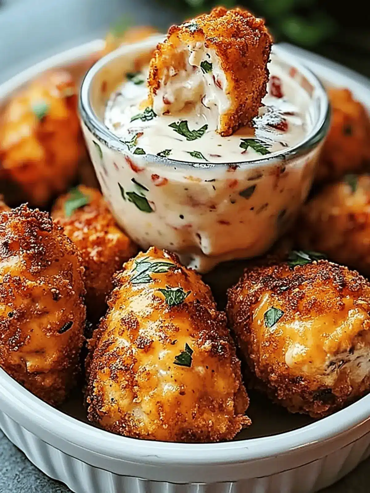 Cheesy Jalapeño Ranch Chicken Poppers with a Creamy Dip