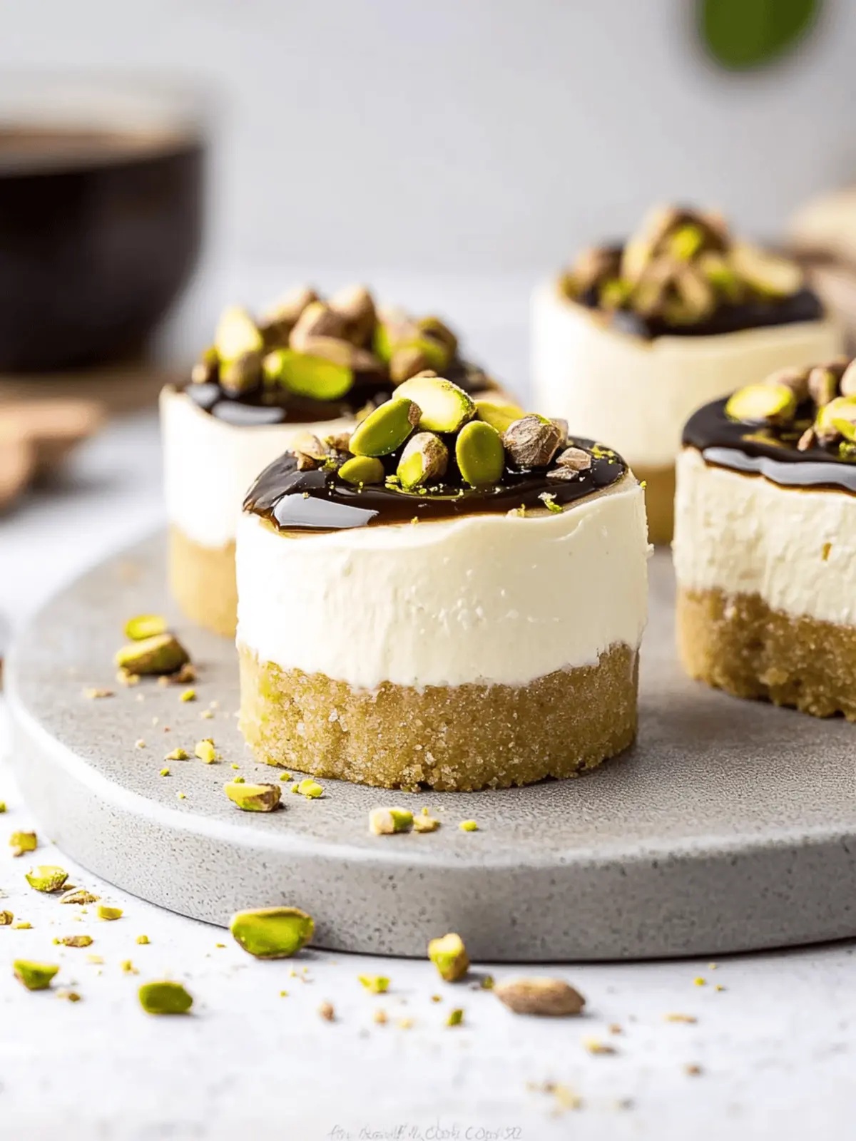 Mini Pistachio and Coffee Cheesecakes