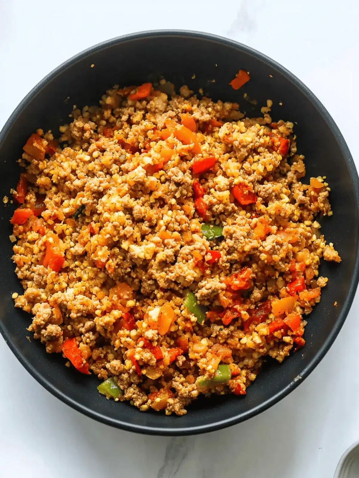 20-Minute Spicy Cauliflower Rice With Ground Turkey