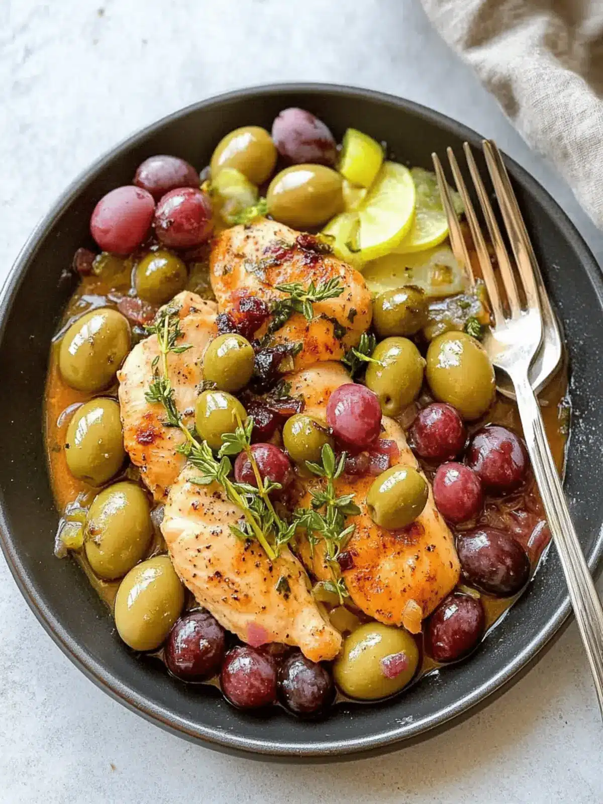 Skillet Chicken with California Grapes and Olives
