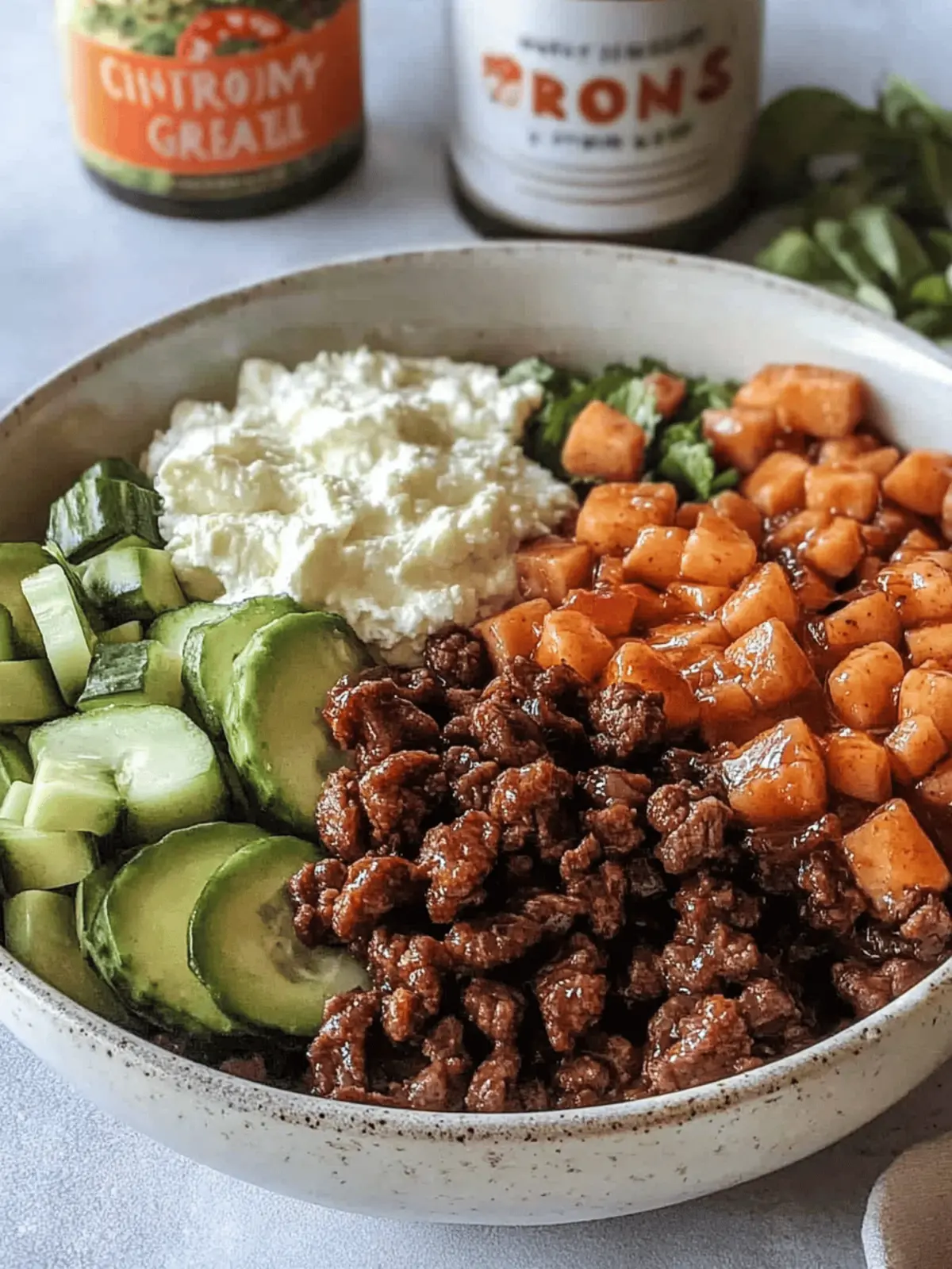 Hot Honey Beef Bowl w/Cottage Cheese