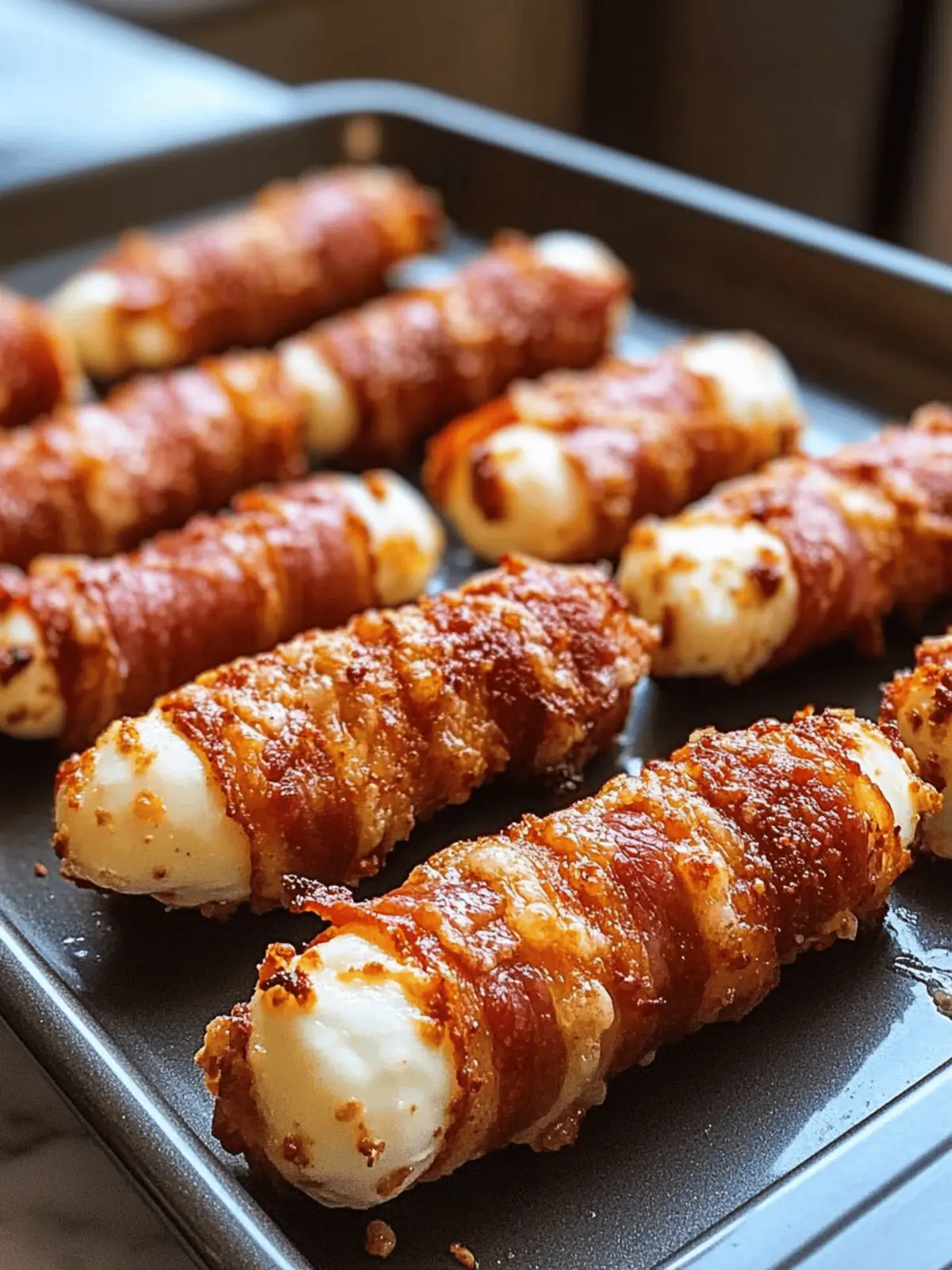 Nashville Hot Bacon Wrapped Mozzarella Sticks