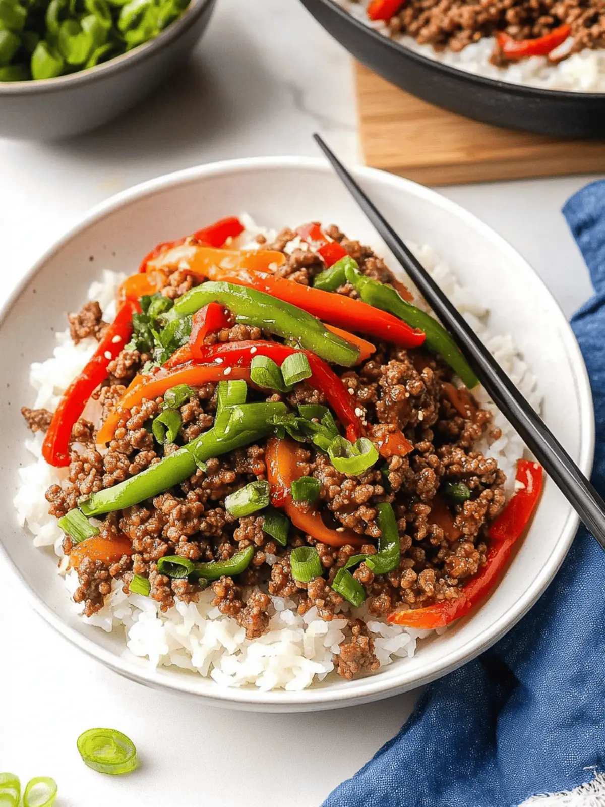 Asian-Inspired Ground Beef & Pepper Rice Bowls