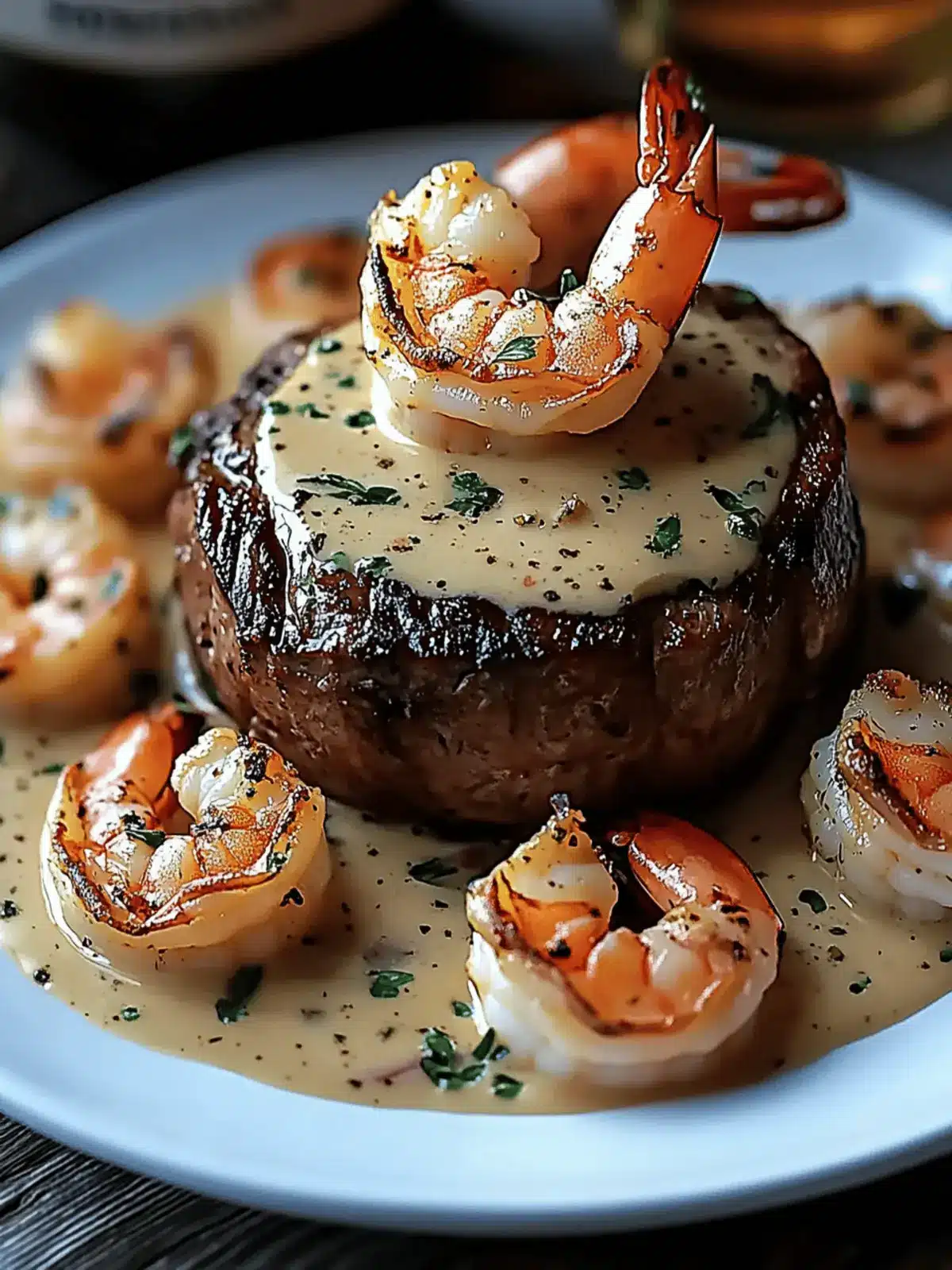 Decadent Filet Mignon with Shrimp and Lobster Cream Sauce 3 Filet Mignon with Shrimp and Lobster Cream Sauce