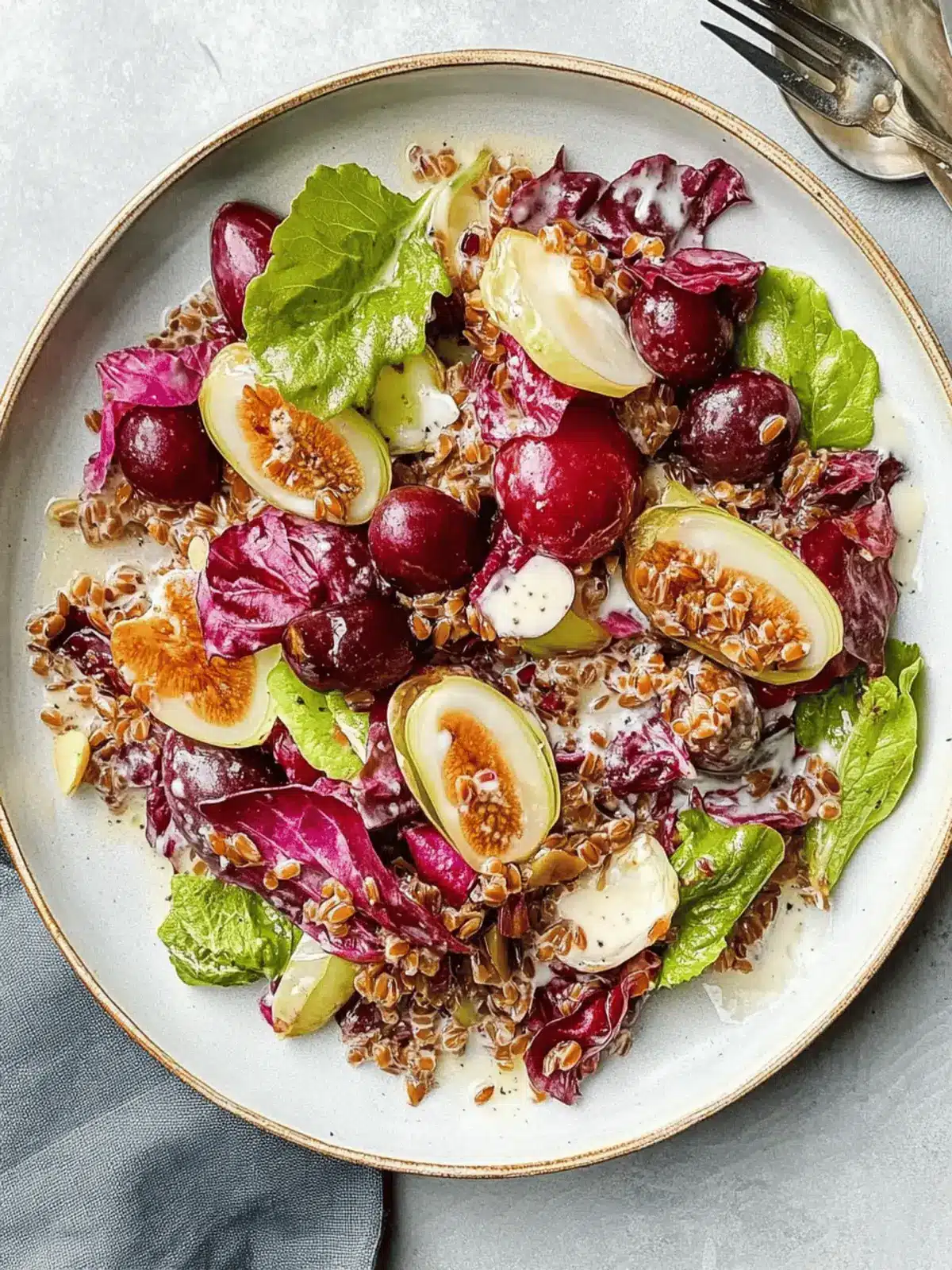 California Grapes and Radicchio Salad with Crispy Farro