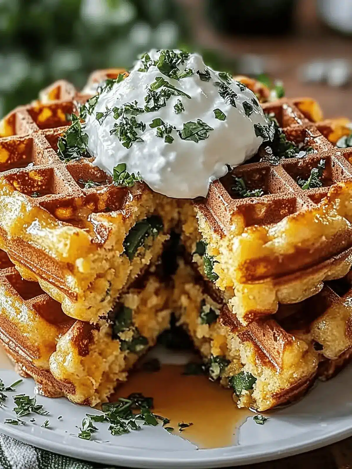 Cheddar Jalapeño Cornbread Waffles