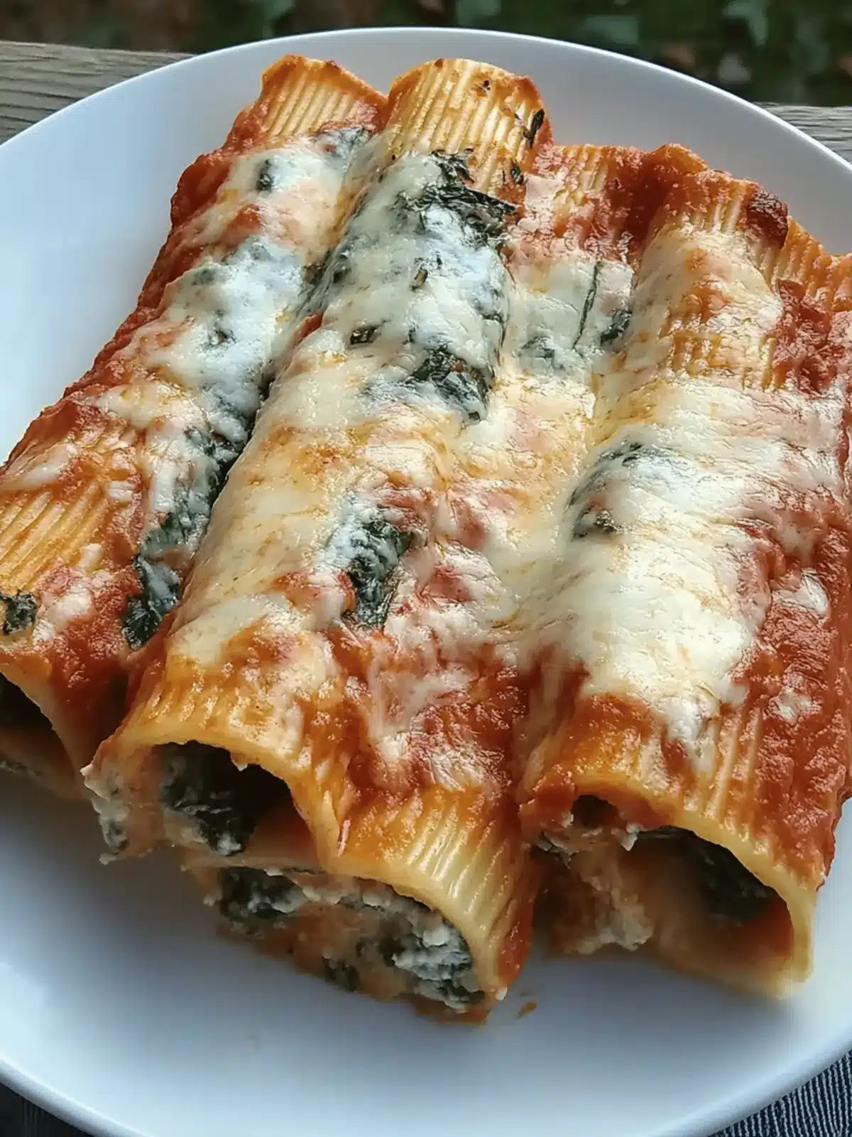 SPINACH AND CHEESE MANICOTTI