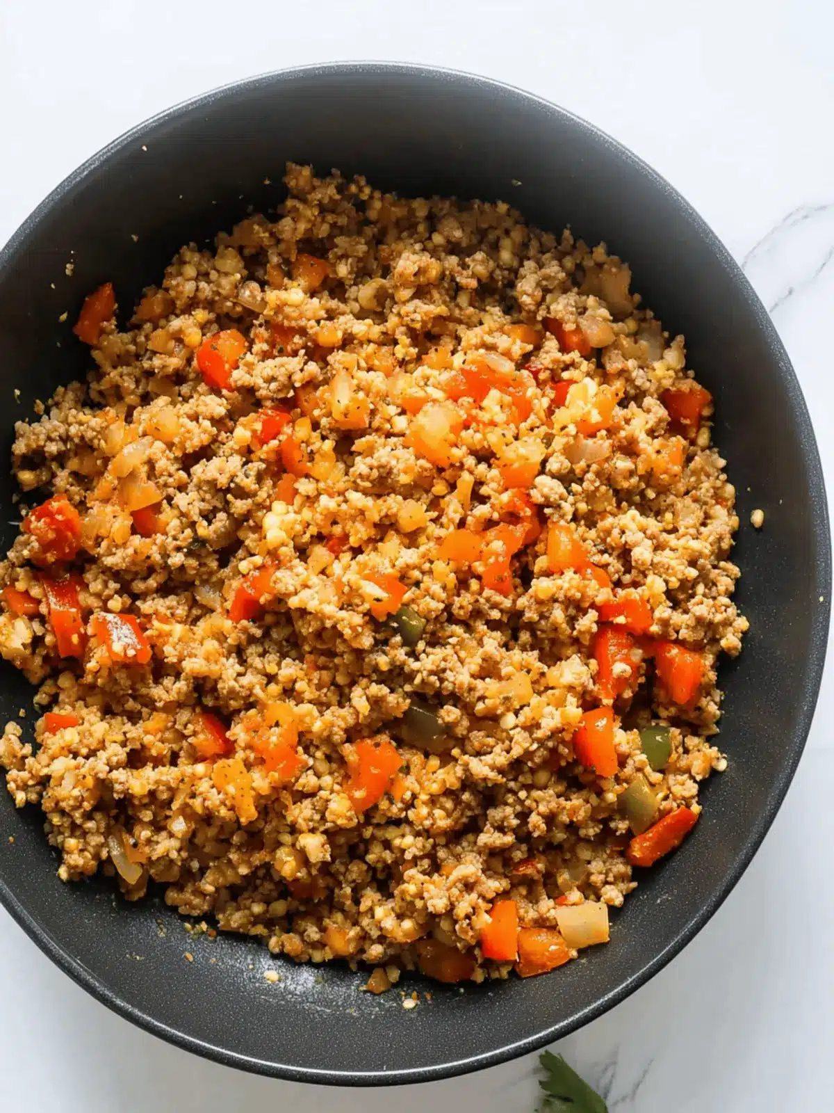 20-Minute Spicy Cauliflower Rice With Ground Turkey
