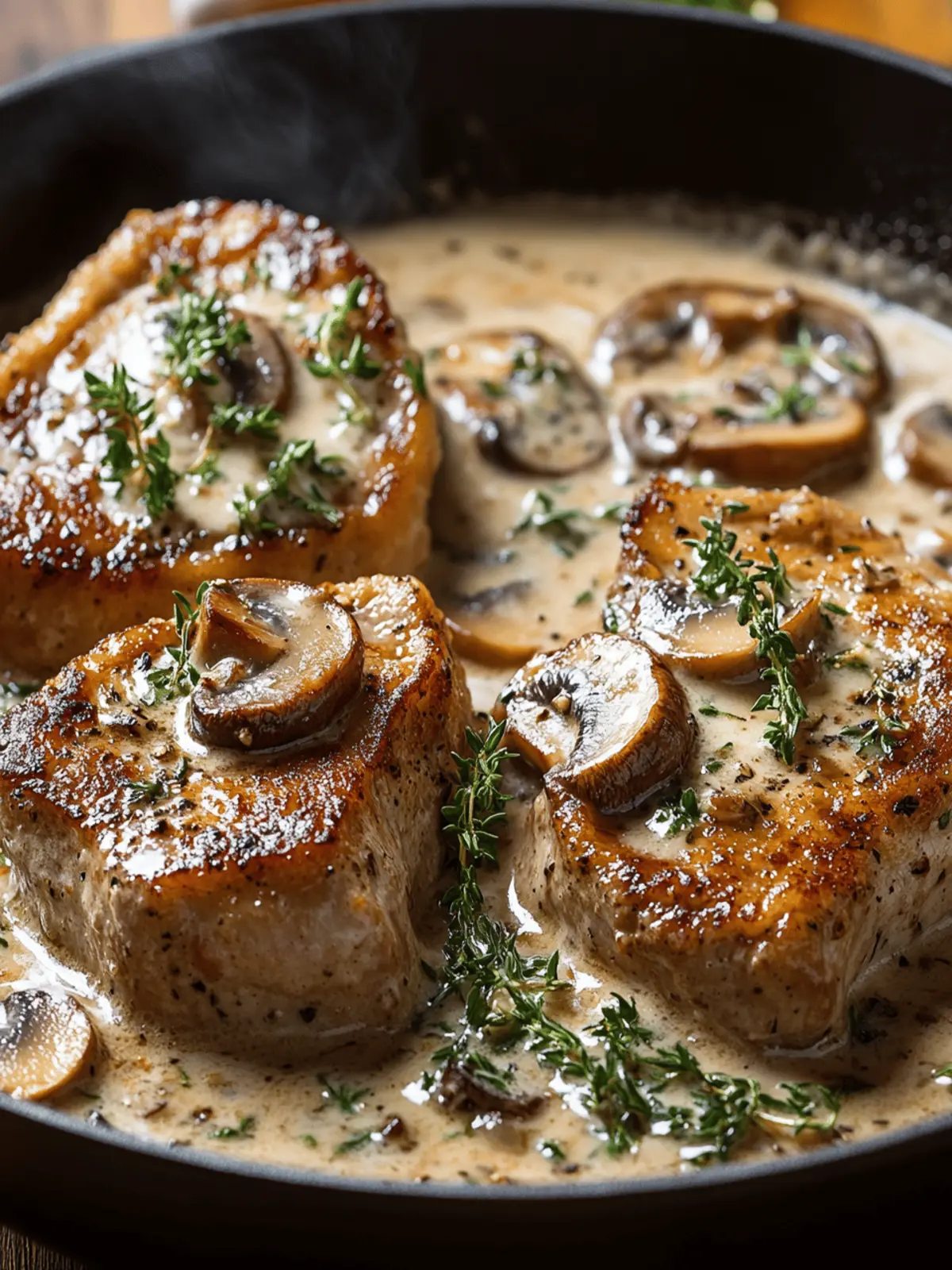 Creamy Garlic Mushroom Pork Chops