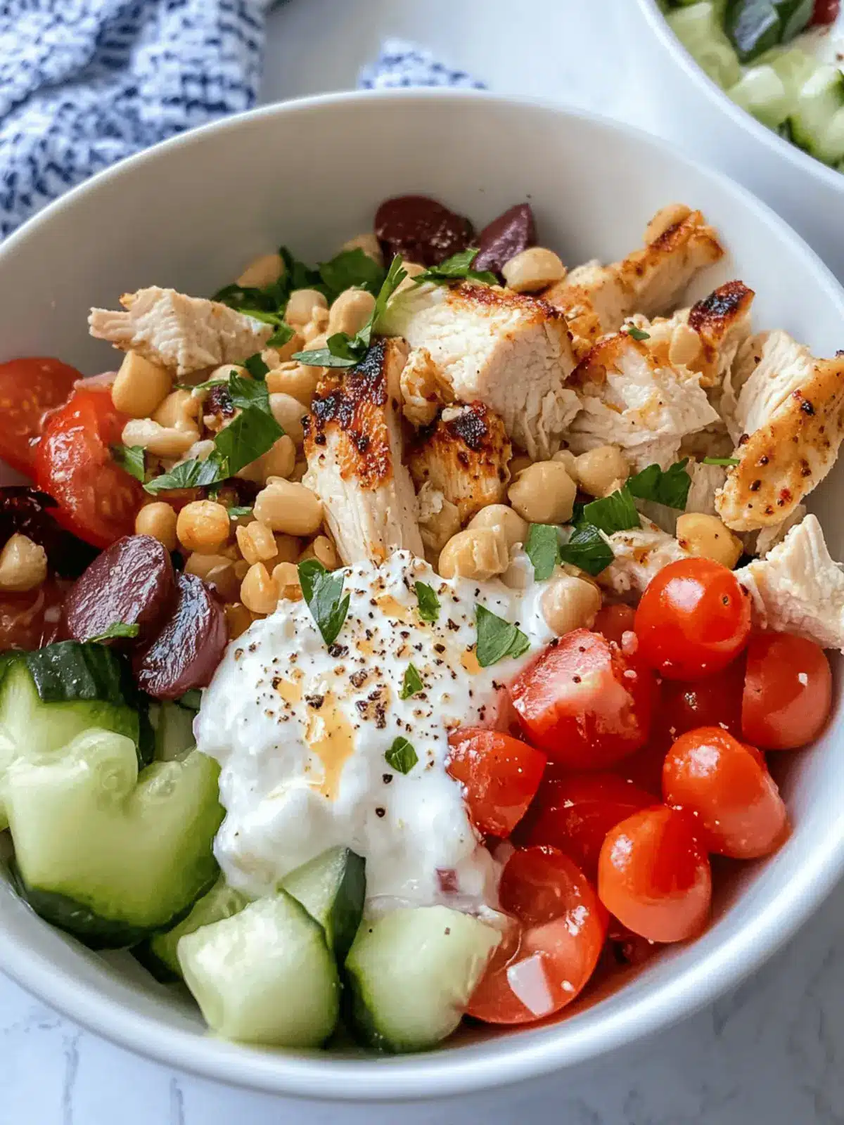 Greek Chicken Protein Bowls with Garlic Yogurt