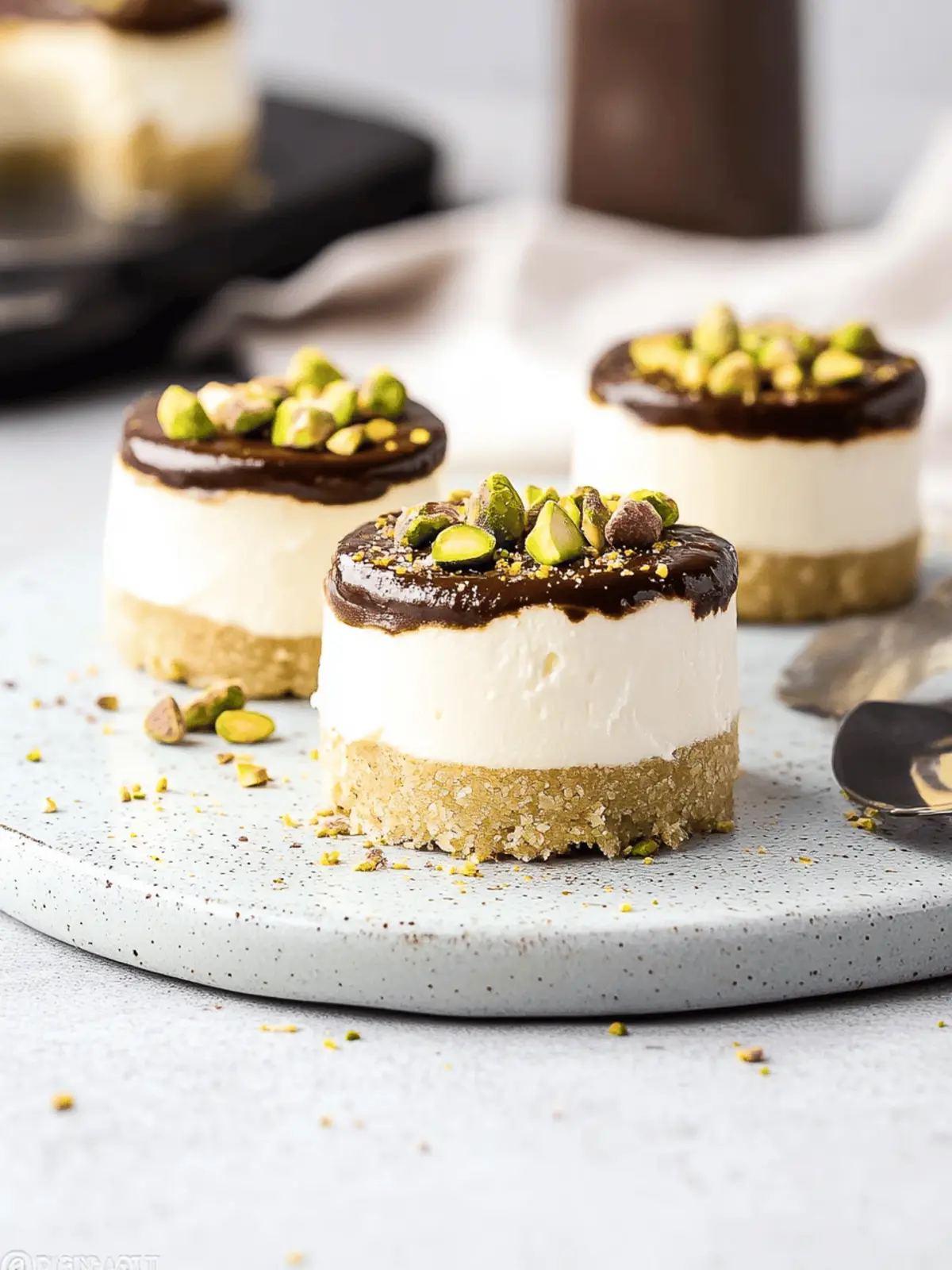 Mini Pistachio and Coffee Cheesecakes