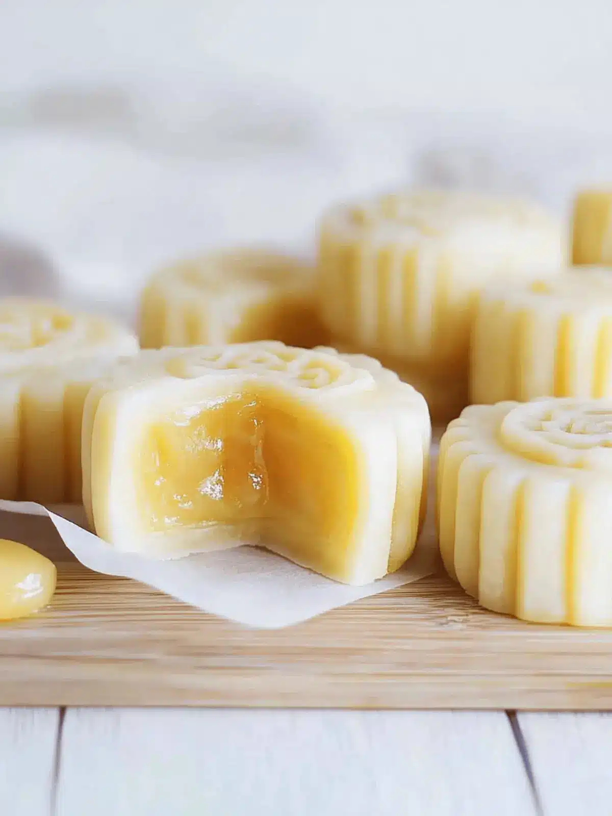 Lemon Snow Skin Mooncakes with Lemon Curd Lava Filling