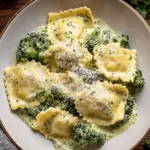Creamy Date Night Broccoli Alfredo Ravioli