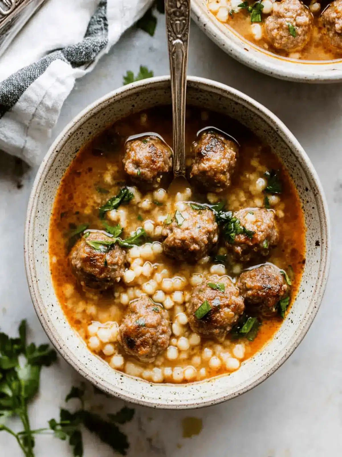 Mini Moroccan Meatball Couscous Soup