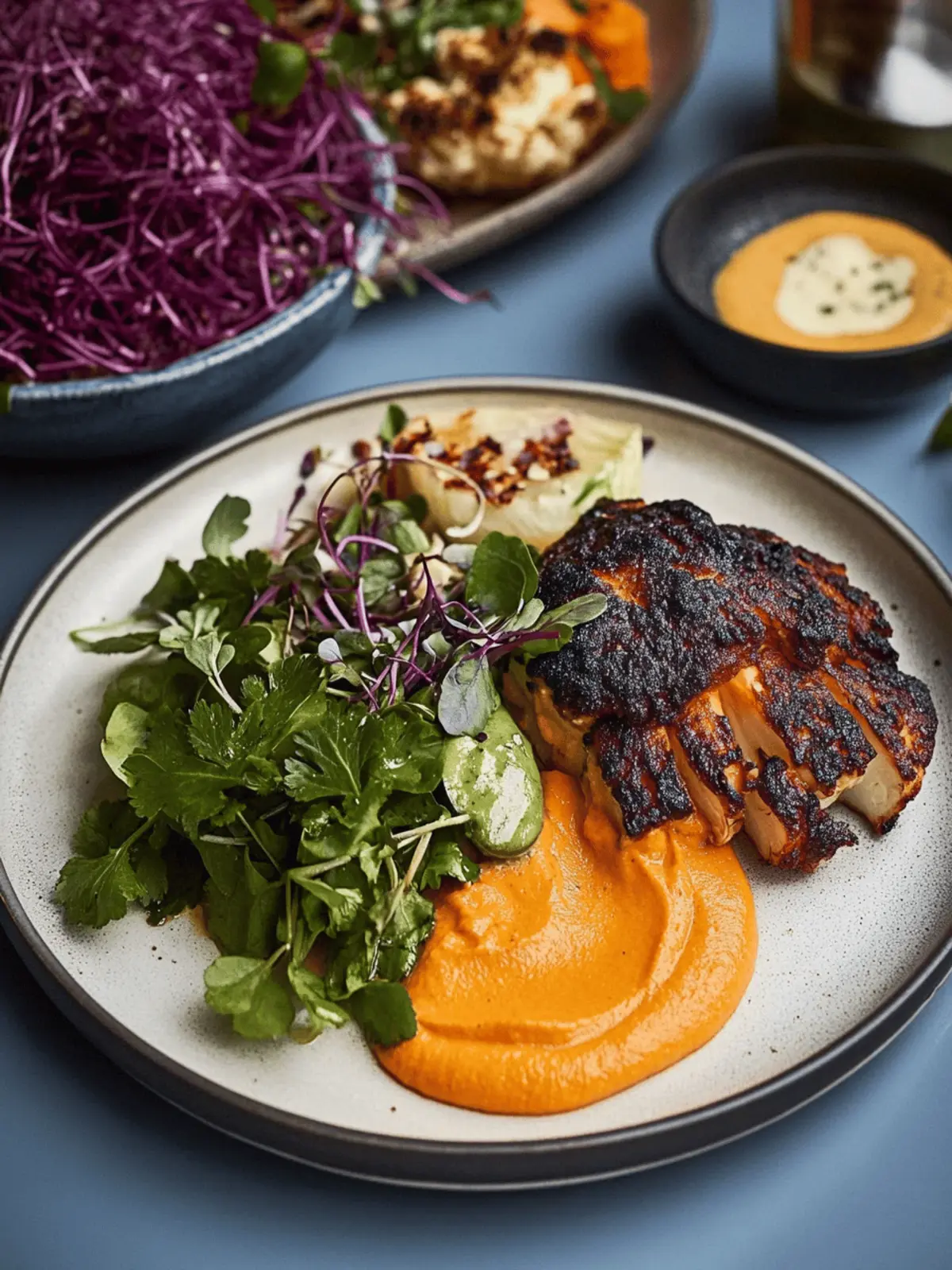 ANCHO CAULIFLOWER, CARROT PUREE, CORIANDER SALAD