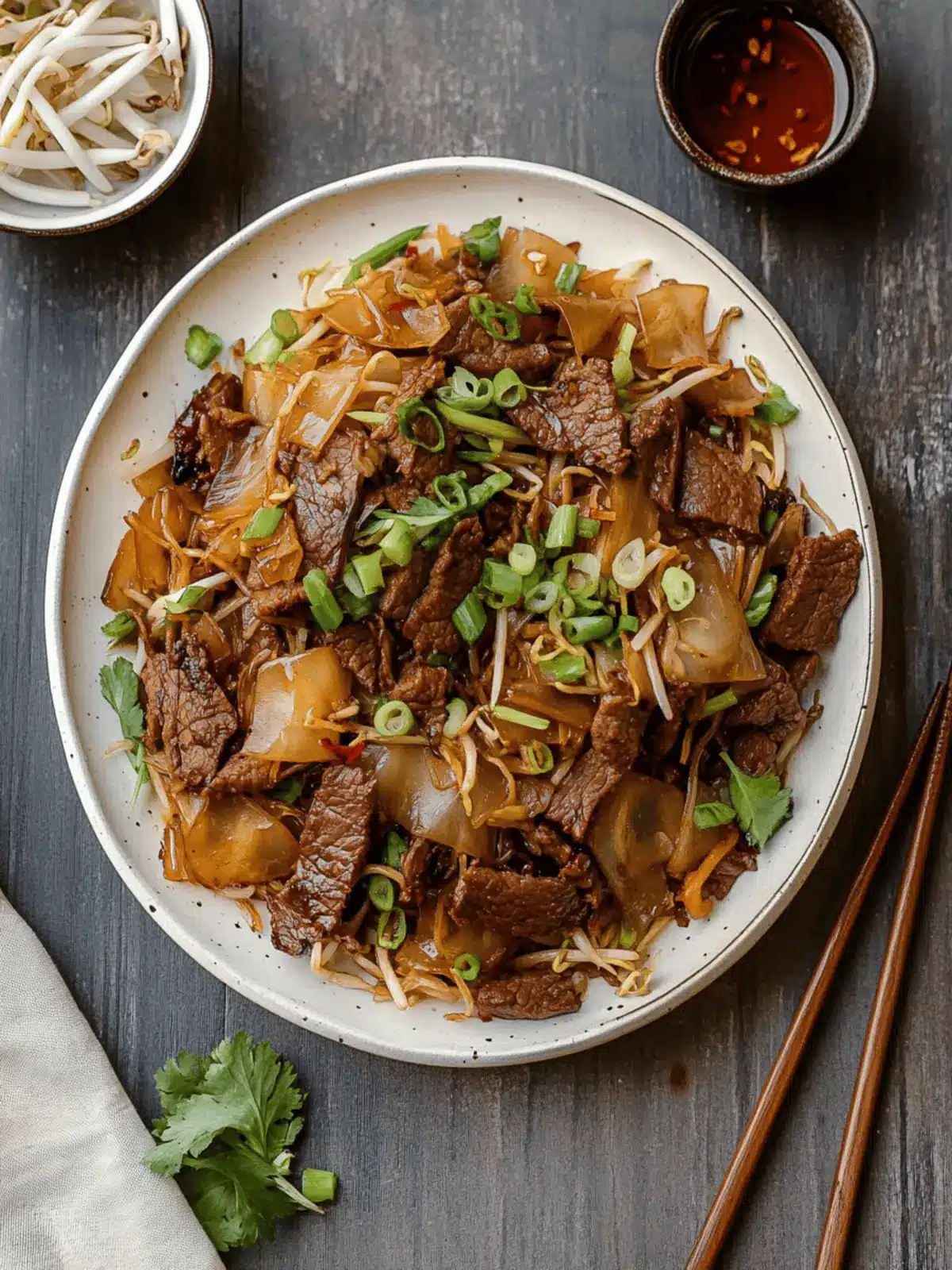 Vietnamese Flat Rice Noodles with Beef