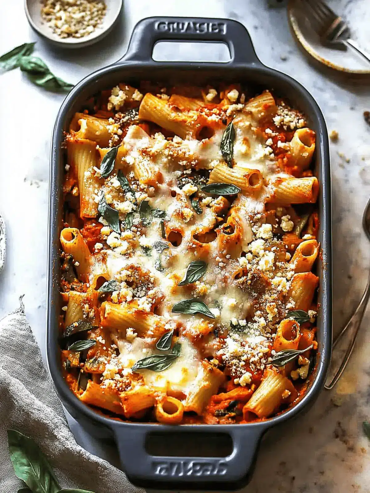 Pasta Bake with Pumpkin Tomato Sauce