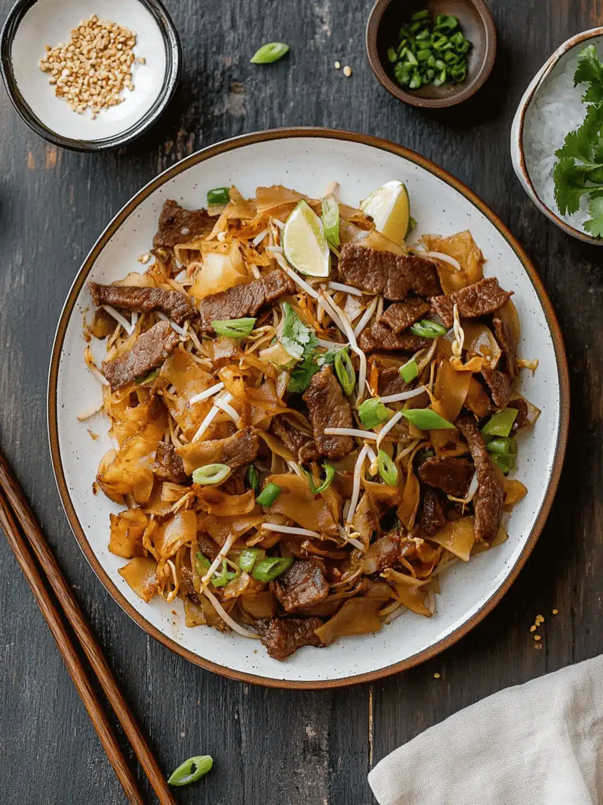 Vietnamese Flat Rice Noodles with Beef
