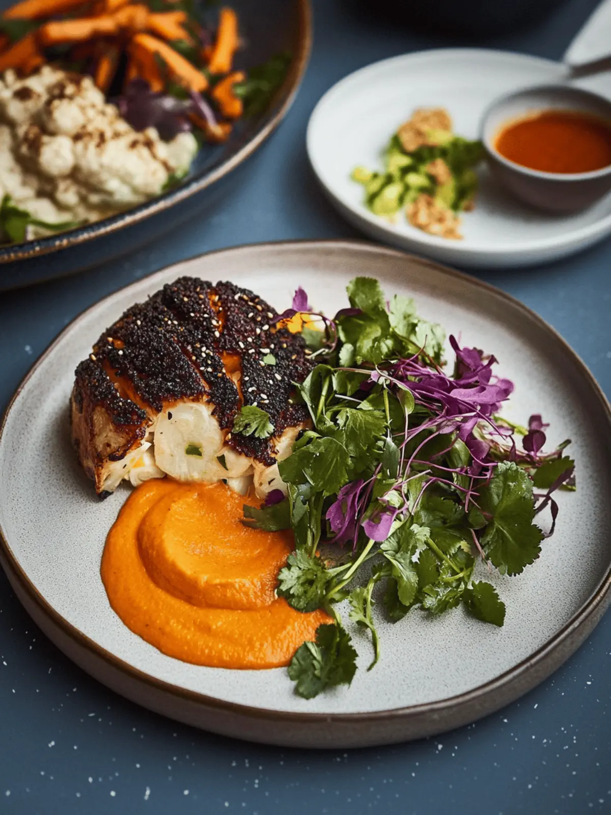 ANCHO CAULIFLOWER, CARROT PUREE, CORIANDER SALAD