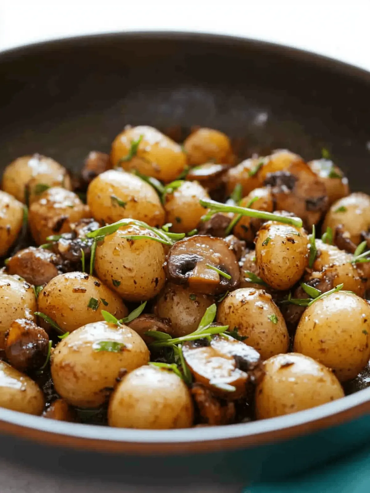 Roasted Baby Potatoes in a Homemade Mushroom Sauce