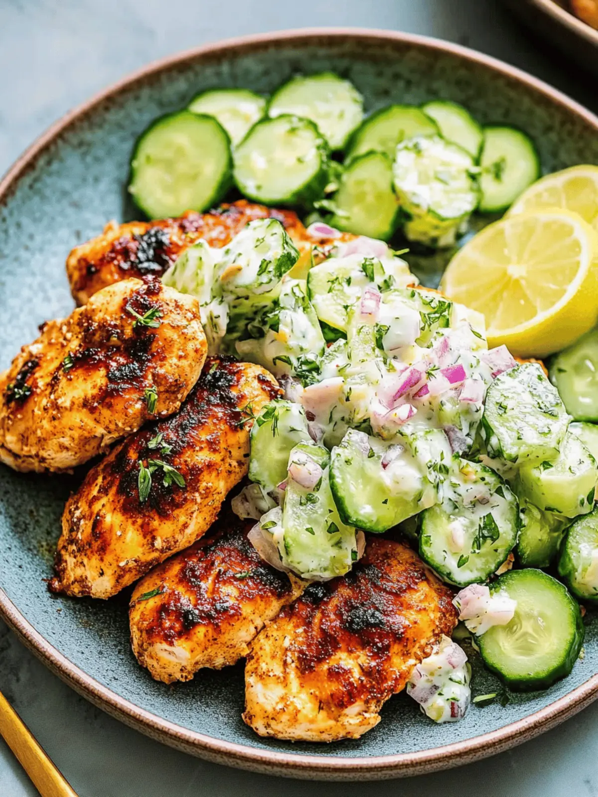 Spicy Mediterranean Chicken with Creamy Cucumber Twist 4 Spicy Mediterranean Chicken with Creamy Cucumber Salad