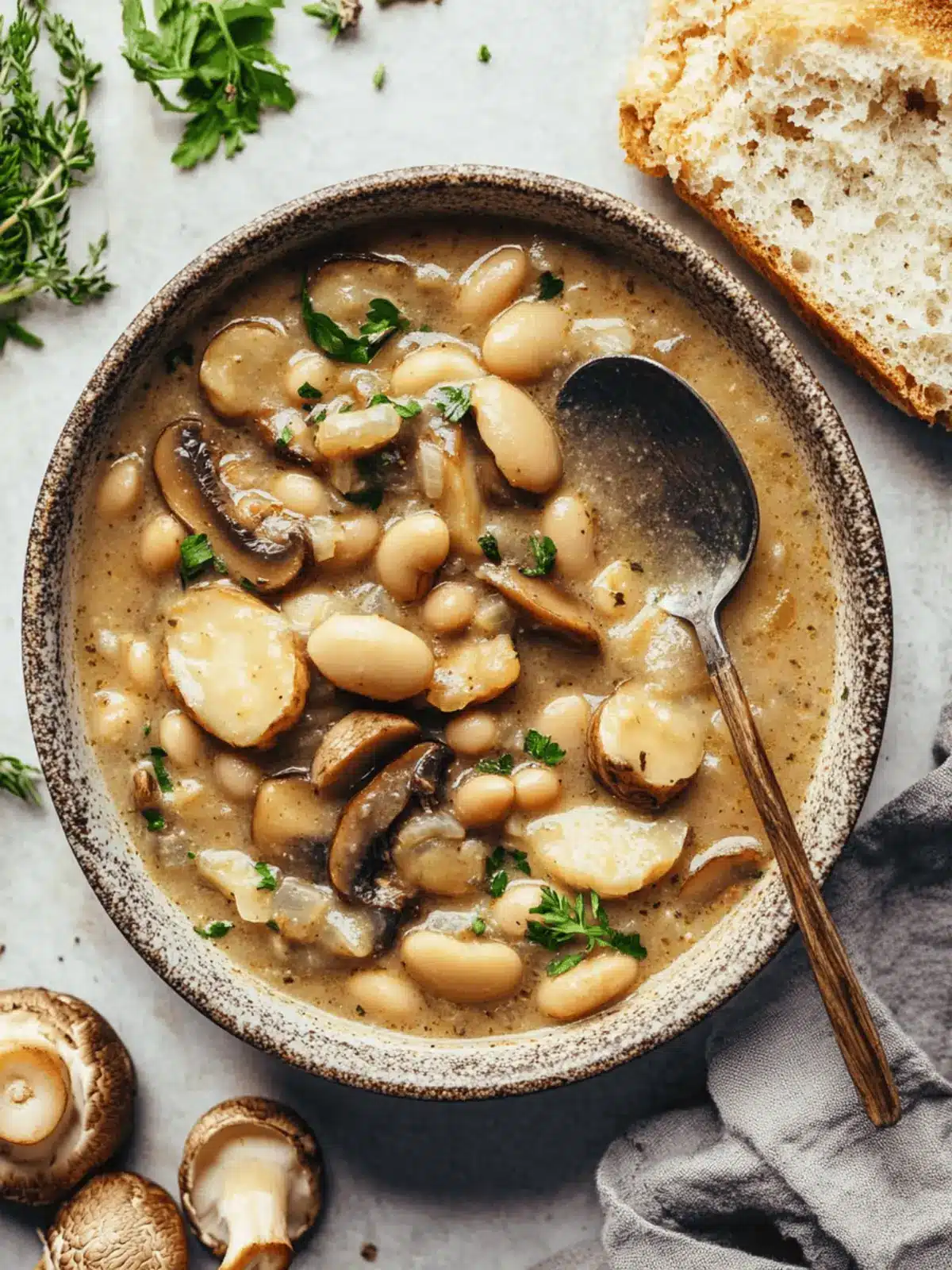 Cozy White Bean Mushroom Stew (Vegan)