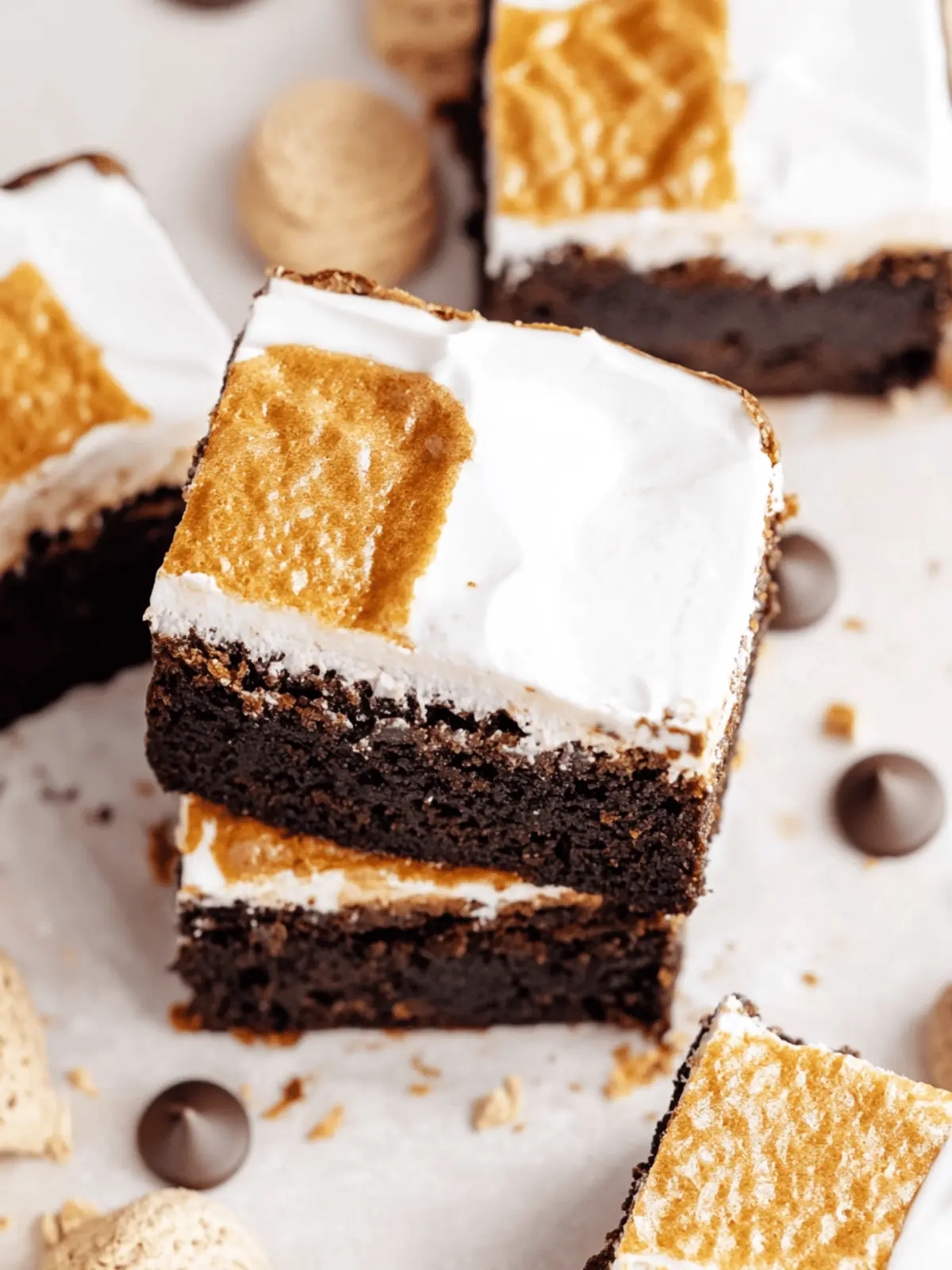 Decadent S'mores Brownies with Fluffy Meringue Delight 4 S'mores Brownies