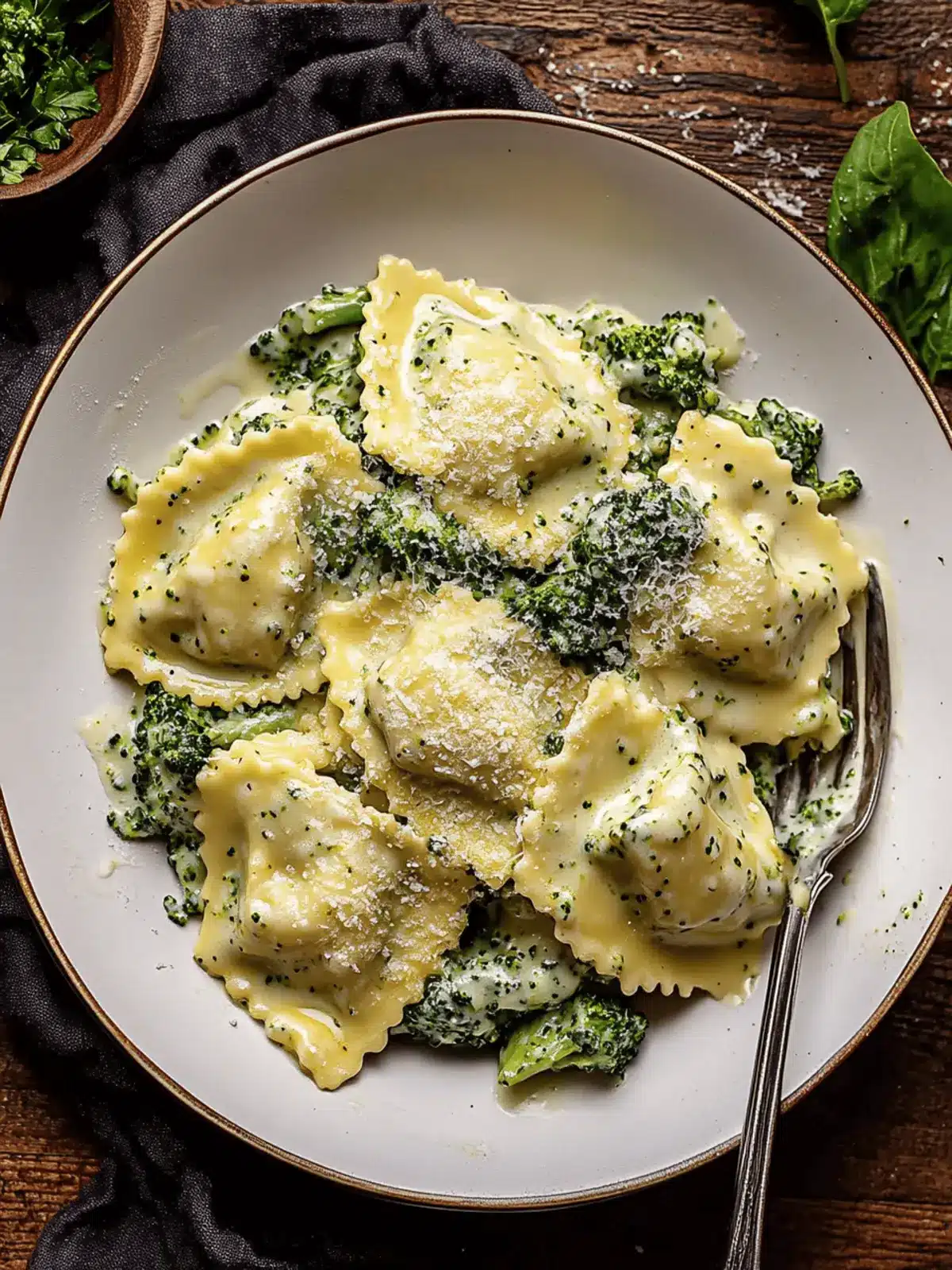 Creamy Date Night Broccoli Alfredo Ravioli