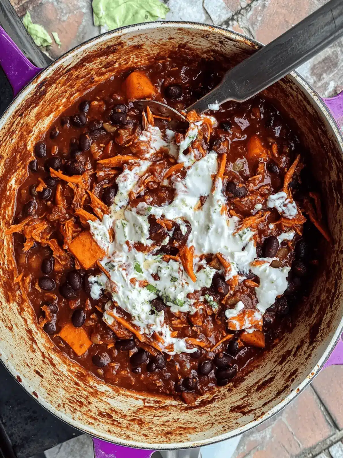 Chipotle Black Bean + Sweet Potato Chilli with Coriander Yogurt