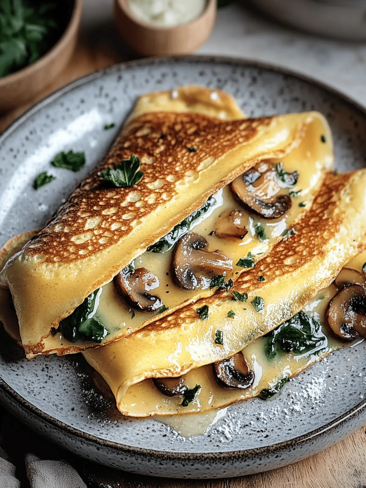 Baked Crepes with Mushrooms and Spinach