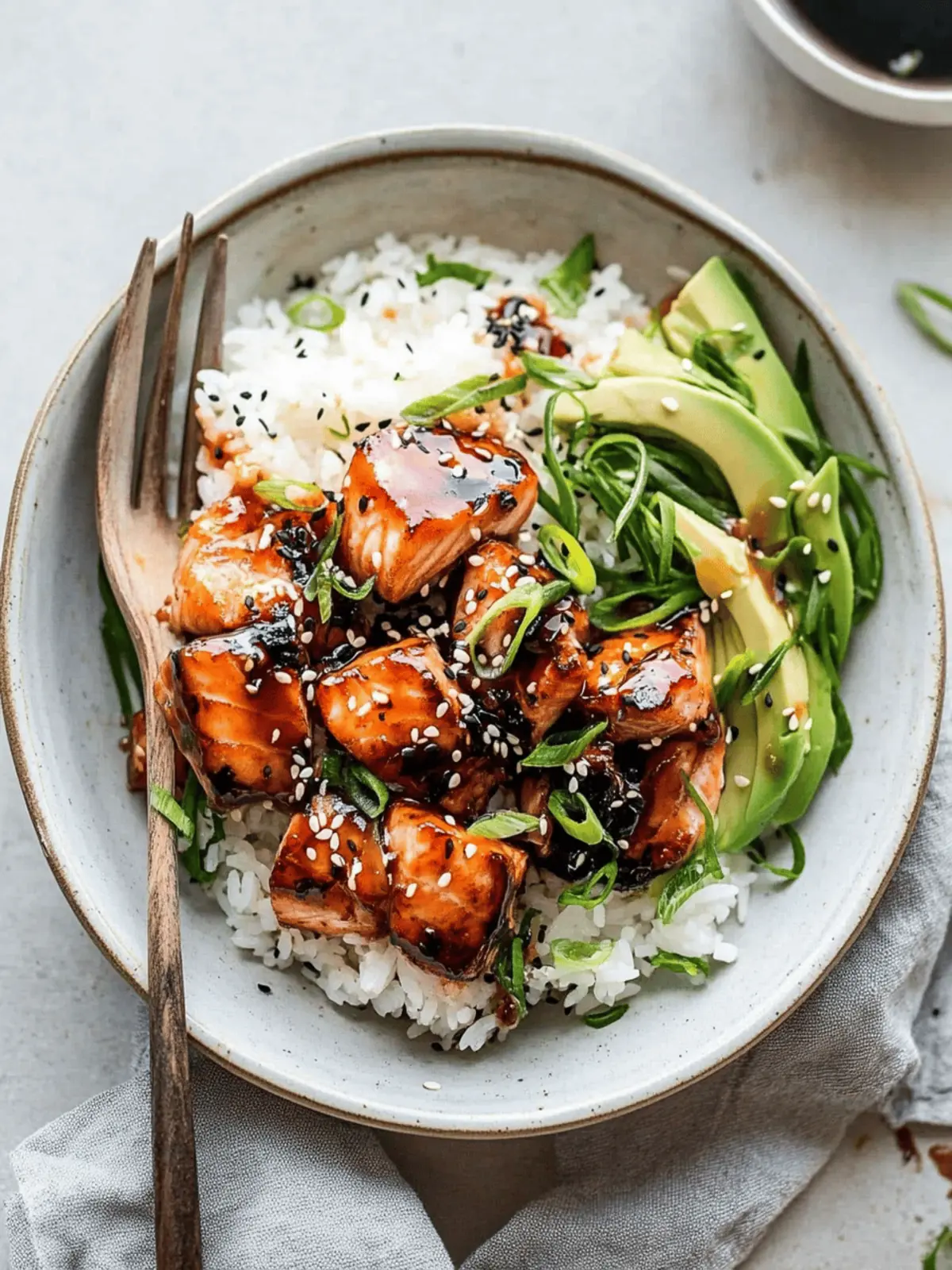 Soy-Glazed Seared Salmon Rice Bowls with Namasu