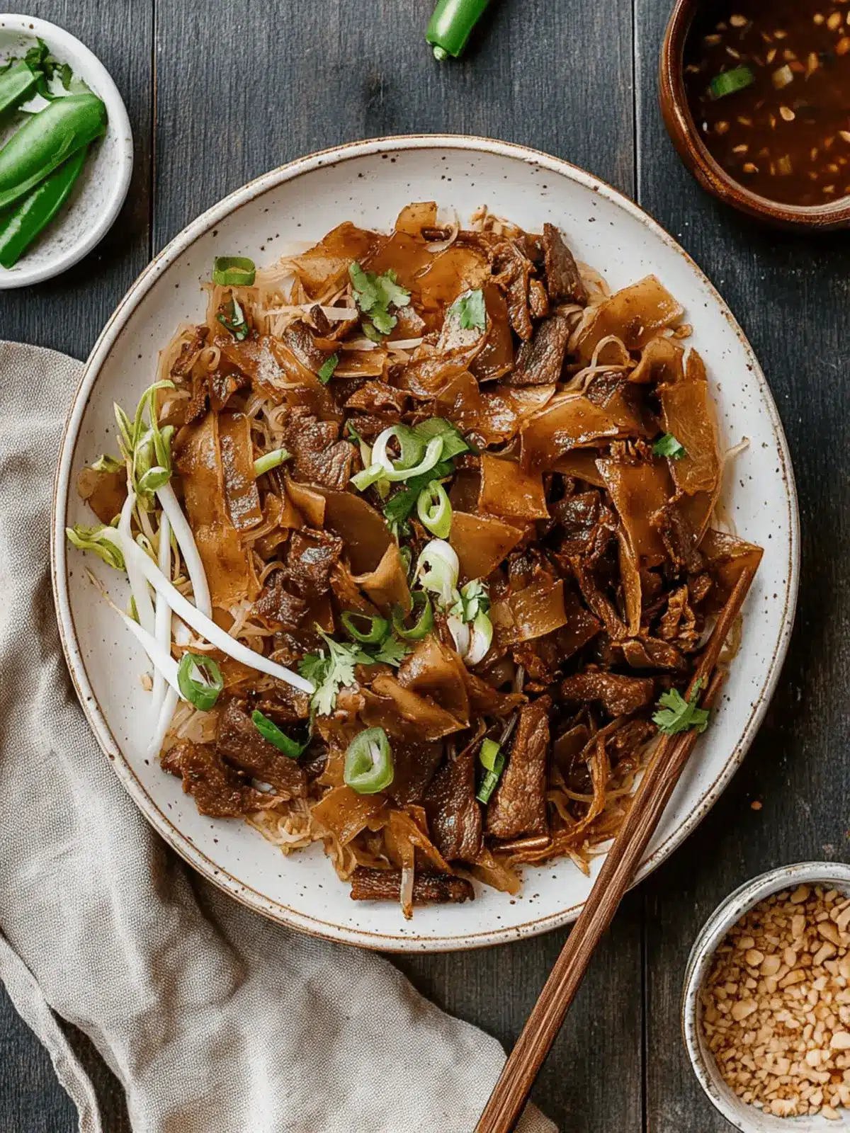 Vietnamese Flat Rice Noodles with Beef