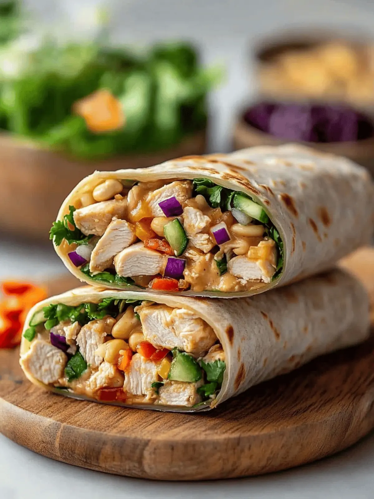 Thai Peanut Chicken Wraps