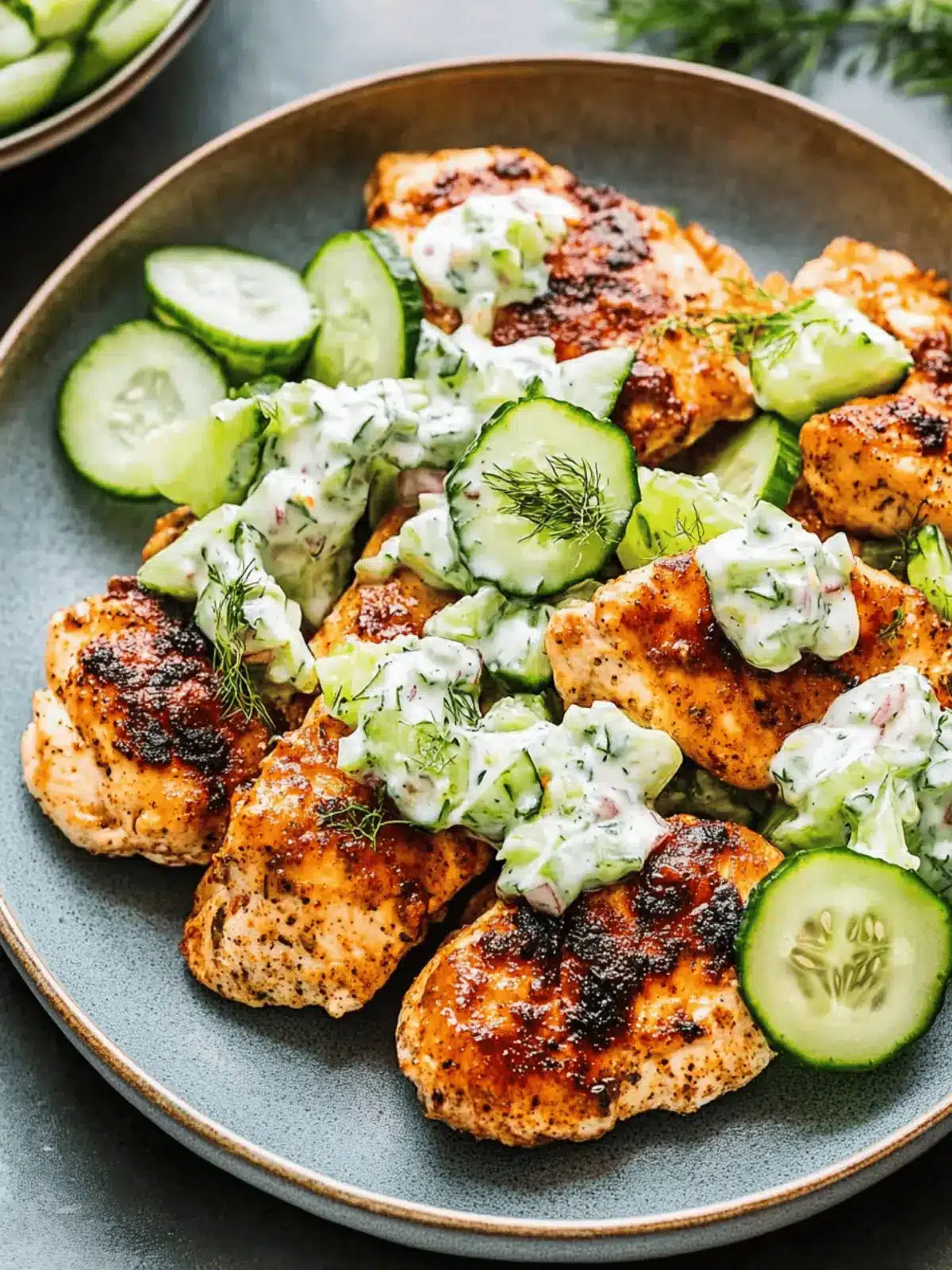 Spicy Mediterranean Chicken with Creamy Cucumber Twist 2 Spicy Mediterranean Chicken with Creamy Cucumber Salad