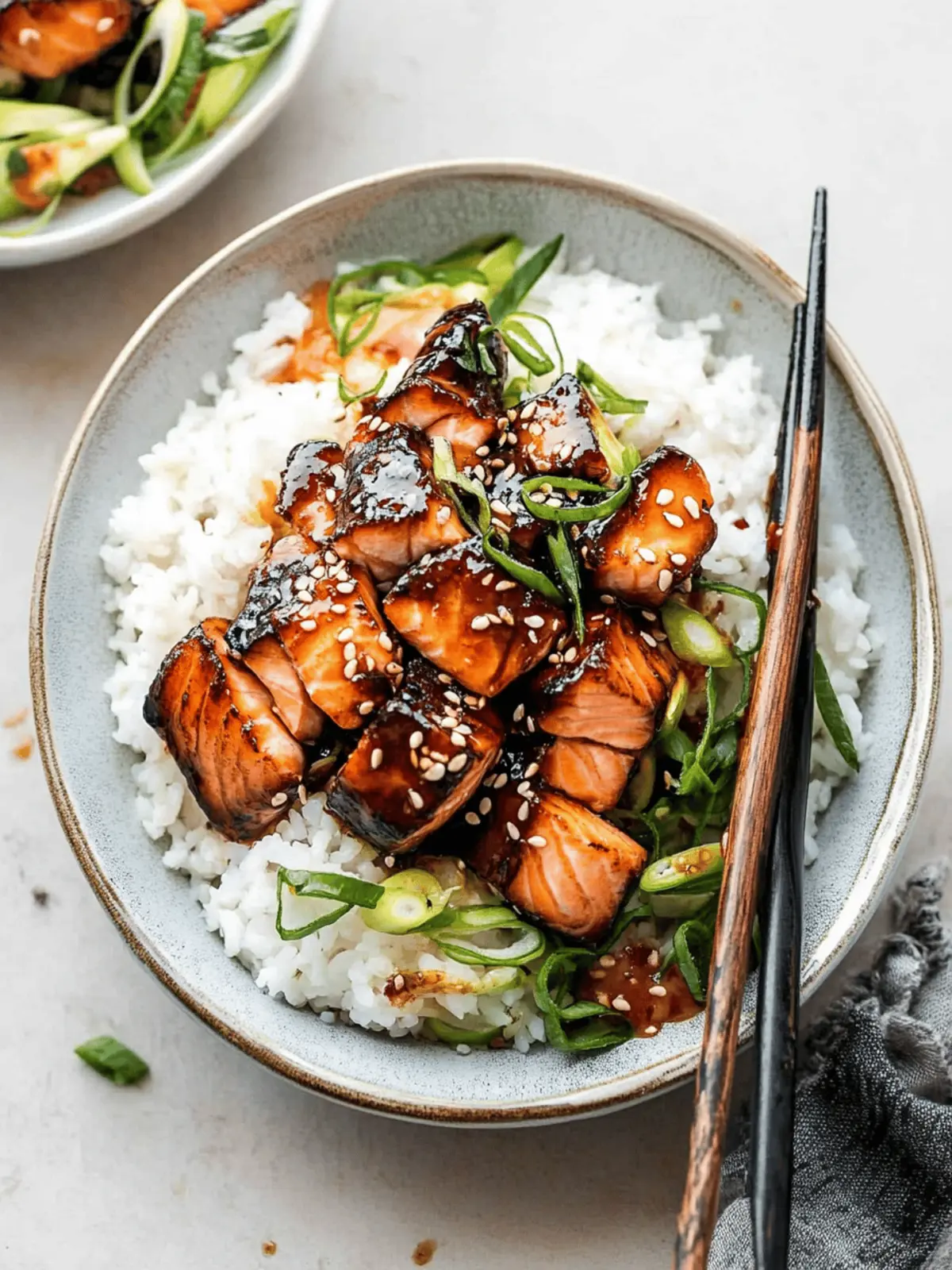 Soy-Glazed Seared Salmon Rice Bowls with Namasu